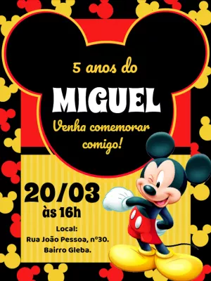 Convite de Aniversário Mickey Mouse para Editar Online