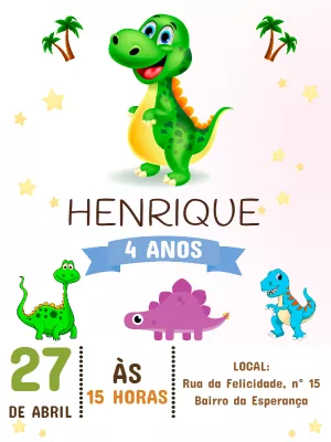 Invitación de cumpleaños Dinosaurio – Estático – Pedro Henrique
