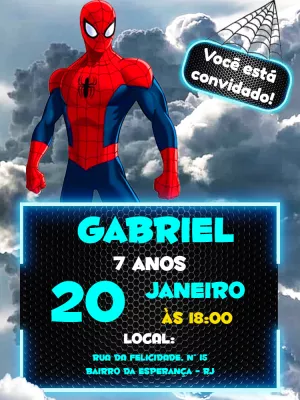 Convite de Aniversário Homem Aranha para Editar Online