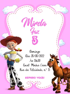 Convite de Aniversário Toy Story Jessie para Editar Online