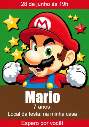Convite de Aniversário Super Mario para Editar Online