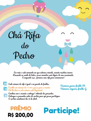Convite Chá Rifa Chuva de Bençãos para Editar Online