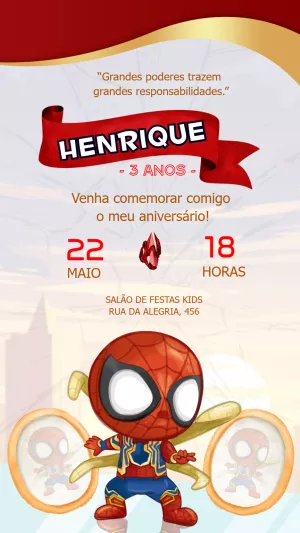 Convite Aniversário Homem Aranha Aquarela para Editar Online