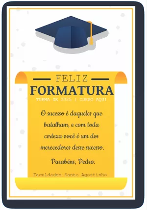 Cartão de Formatura Editável Online com Mensagem Especial