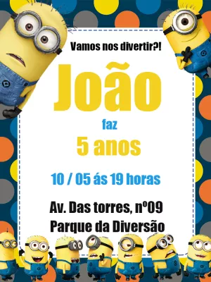 Convite de Aniversário Minions para Editar Online Facilmente