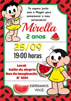 Invitation d'anniversaire Turma da Mônica – Statique – Convites Personalizados