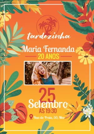 Convite Aniversário Tardezinha com Foto para Editar Online