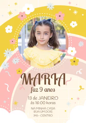 Convite Aniversário Jardim Encantado com Foto para Editar