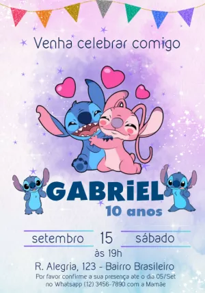 Invitación de cumpleaños Stitch – Estático – Julia B