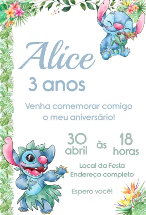 Invitación de cumpleaños Stitch – Estático – Decore Arte