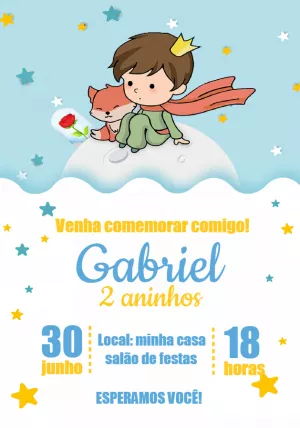 Convite Aniversário Pequeno Príncipe para Editar Online