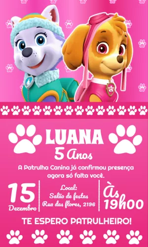 Invito di compleanno Paw Patrol – Statico – Crazyume Designer