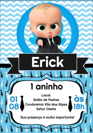 Convite Aniversário O Poderoso Chefinho para Editar Online