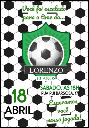 Convite Aniversário Futebol com Escudo para Editar Online