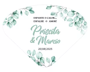 Leque de Casamento Floral Eucalipto Editável Online