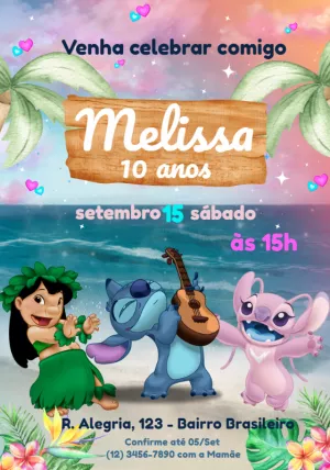 Invitación de cumpleaños Stitch – Estático – Julia B