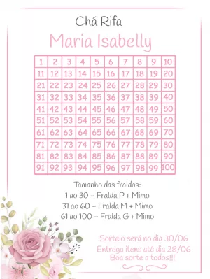 Convite Chá Rifa Floral com Rosas para Editar Online