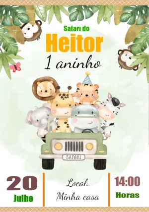Safari Birthday Invitation – Static – Baby Convites