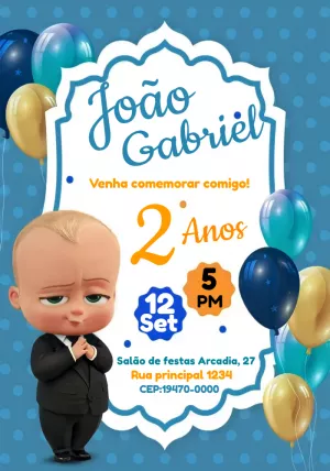 Convite Aniversário Poderoso Chefinho para Editar Online