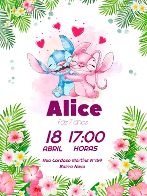 Invitación de cumpleaños Stitch – Estático – Augusto Renan