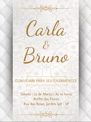 Convite de Casamento Clássico Dourado para Editar Online