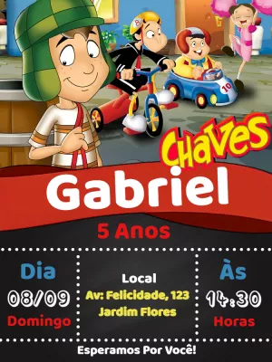 Convite Aniversário Chaves para Editar Online