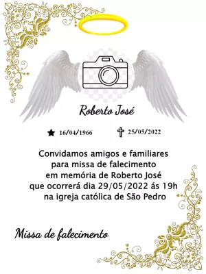 Convite Missa de Falecimento com Foto para Editar Online