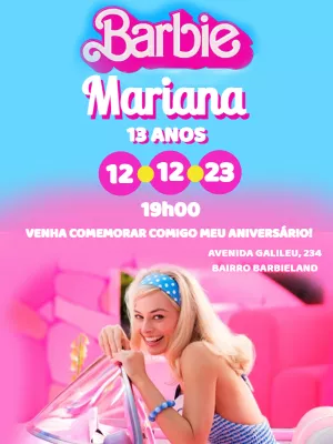 Invitación de cumpleaños Barbie – Estático – Déborah Olimpio Garcia