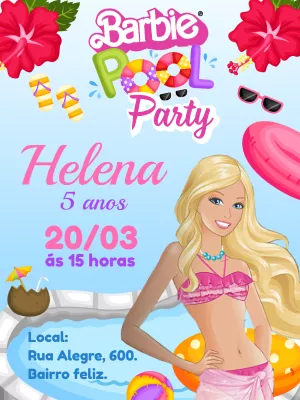 Invitación de cumpleaños Barbie – Estático – Bella Liz Convites