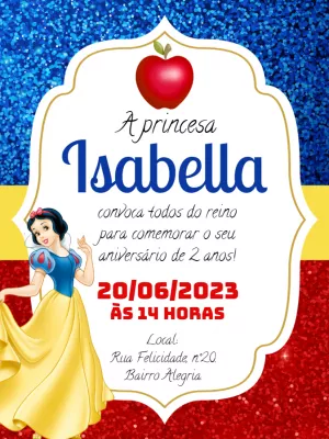 Convite de Aniversário Branca de Neve para Editar Online