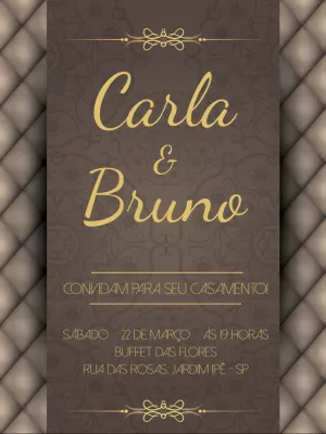 Convite de Casamento Clássico Marrom e Dourado para Editar