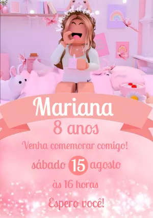 Convite de Aniversário Roblox Menina para Editar Online