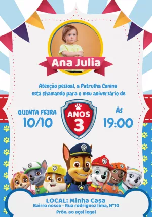 Invito di compleanno Paw Patrol – Statico – Wolf Designer