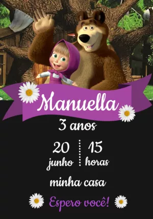 Convite Aniversário Masha e o Urso para Editar Online