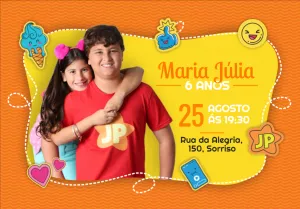 Convite Aniversário JP e Maria Clara para Editar Online