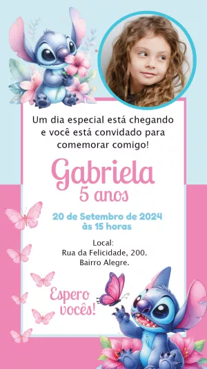 Stitch Birthday Invitation – Static – Gley Leobas