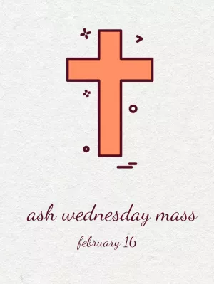 Ash Wednesday Mass Invitation with Cross Design to Edit Online