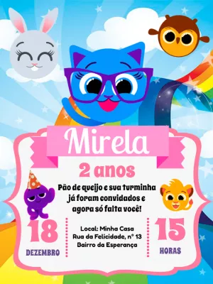 Convite de Aniversário Bolofofos para Editar Online