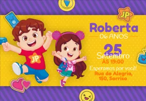 Convite de Aniversário JP e Maria Clara para Editar Online