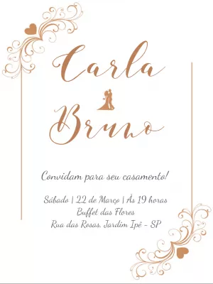 Convite de Casamento Clássico Dourado para Editar Online