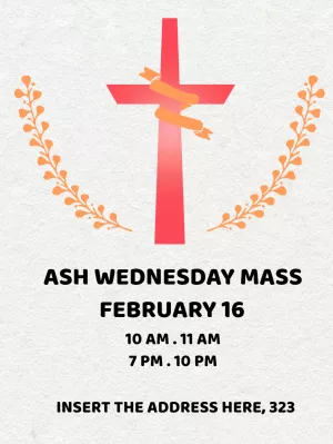Ash Wednesday Mass Invitation Template to Edit Online