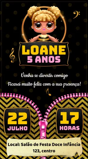 Convite Aniversário Lol Surprise Queen Bee para Editar Online