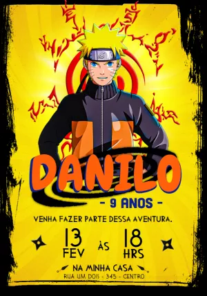 Convite de Aniversário Naruto para Editar Online