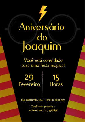 Convite de Aniversário Harry Potter Grifinória para Editar