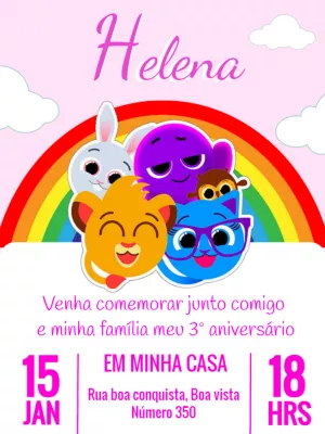 Convite de Aniversário Bolofofos Editável Online