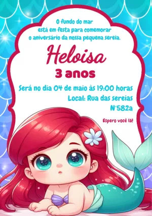 Invitación de cumpleaños La Sirenita – Estático – Crazyume Designer