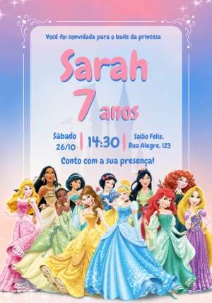 Invitación de cumpleaños Princesas – Estático – Alice Capistrano Roussenq