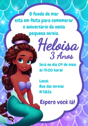 Invitación de cumpleaños La Sirenita – Estático – Crazyume Designer