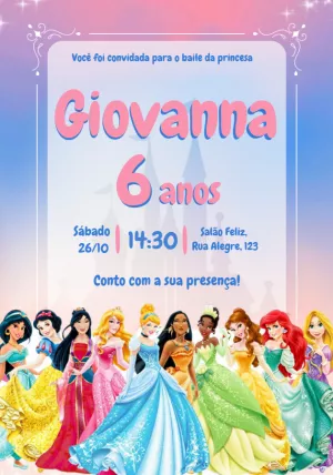Invitación de cumpleaños Princesas – Estático – Alice Capistrano Roussenq