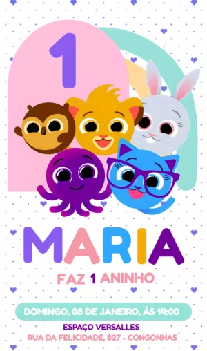 Convite de Aniversário Bolofofos para Editar Online